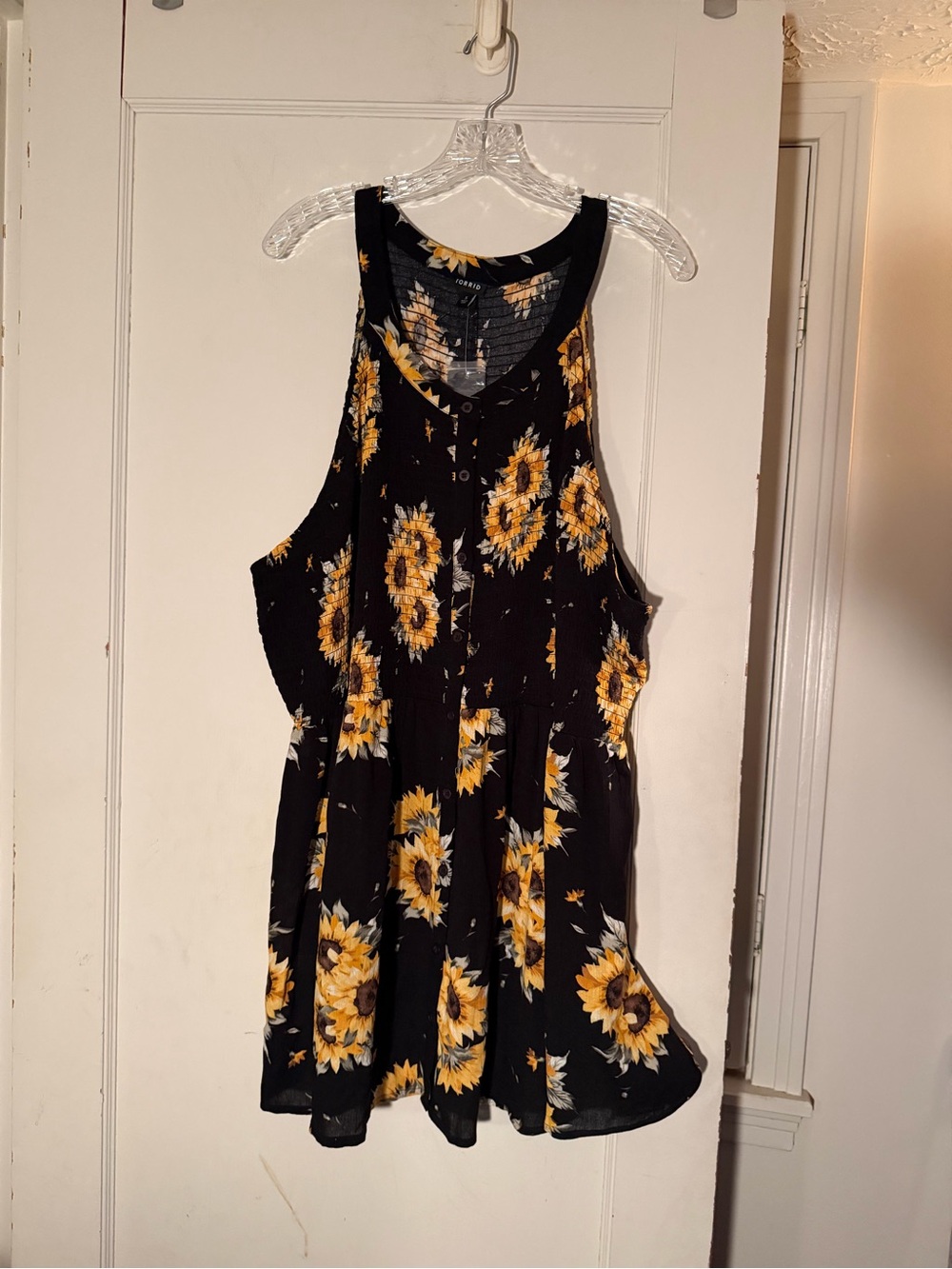 torrid Black Tank Top with Yellow Sunflower Print
